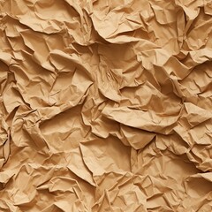 Crumpled paper background. Brown crumpled paper texture. AI generated seamless pattern.