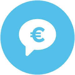 Euro and chat bubble, flat rounded icon 