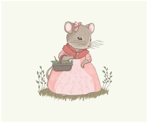 mouse with a basket