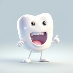 The Adventures of a Funny and Cute Comic Style Teeth Character, Generative AI