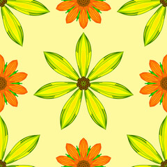 Floral seamless background for textile, fabric, covers, wallpapers, print, gift wrapping, home decor. Illustration.