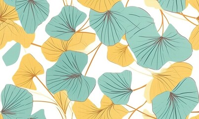 ginkgo in abstract style seamless pattern