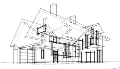 house architecture design 3d illustration