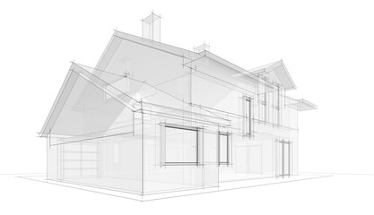 house architecture design 3d illustration