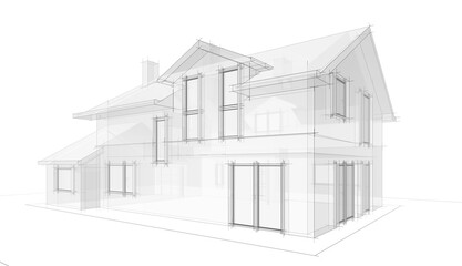 house architecture design 3d illustration