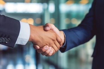 Successful businessman handshake for teamwork, Generative Ai