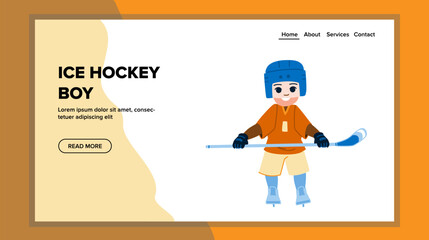 ice hockey boy vector. player sport, child game, kid rink, equipment competition, youth athlete ice hockey boy web flat cartoon illustration