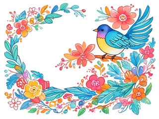Fototapeta premium bird and flowers V4, Generative AI