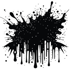 set of splash grunge brush, isolated, handdrawn, all black