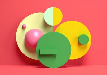 Bright colours geometric shape and form in group. Generated with AI technology.