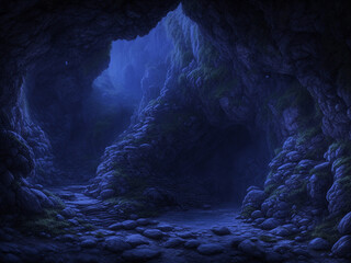 Rock cave entrance inside