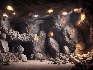 Rock cave entrance inside