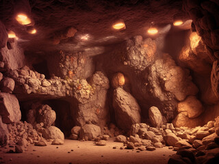 Rock cave entrance inside