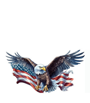illustration 4th of july with an american flag and eagle with back ground copy space .. Ai generated