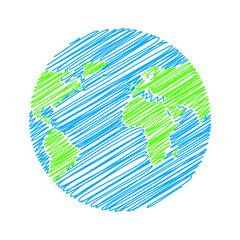 Globe, world planet earth icon sketch, vector illustration. Happy Earth Day 22 April, 2023 campaign theme - Invest in our planet.
