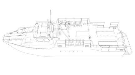Warship icon outline. Military ships and naval vessels. isolated vector images. Military ship outline vector. Military vehicle template vector isolated on white..