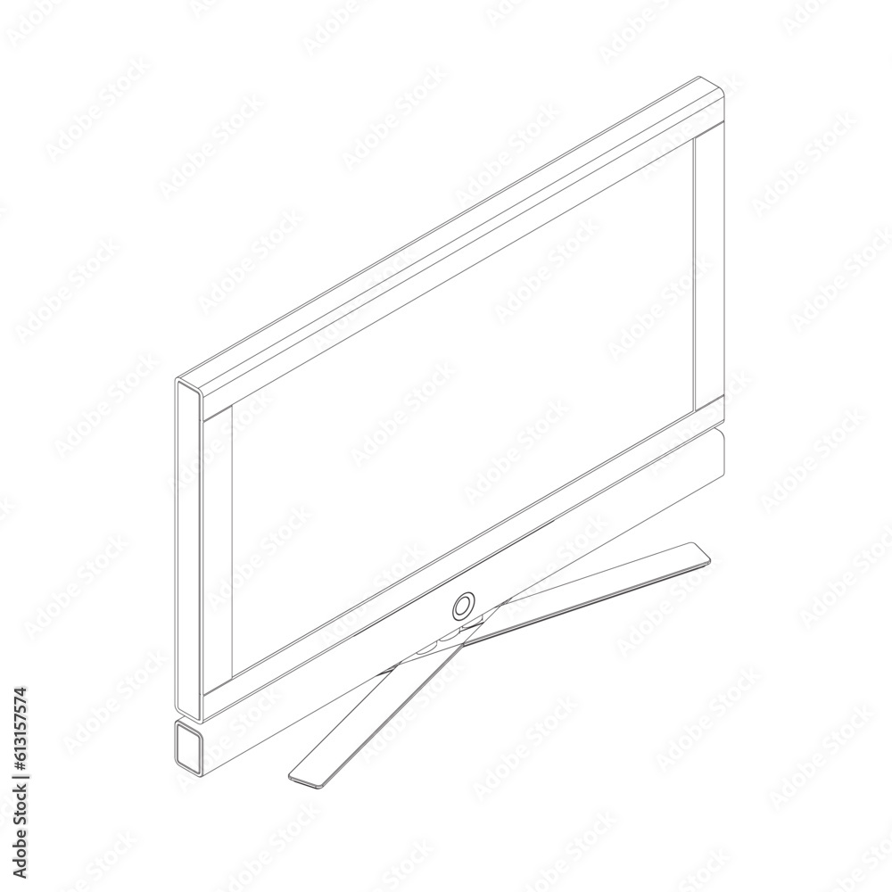 Poster vector laptop outline. personal computer in flat style. desktop computer contour. computer icon isol
