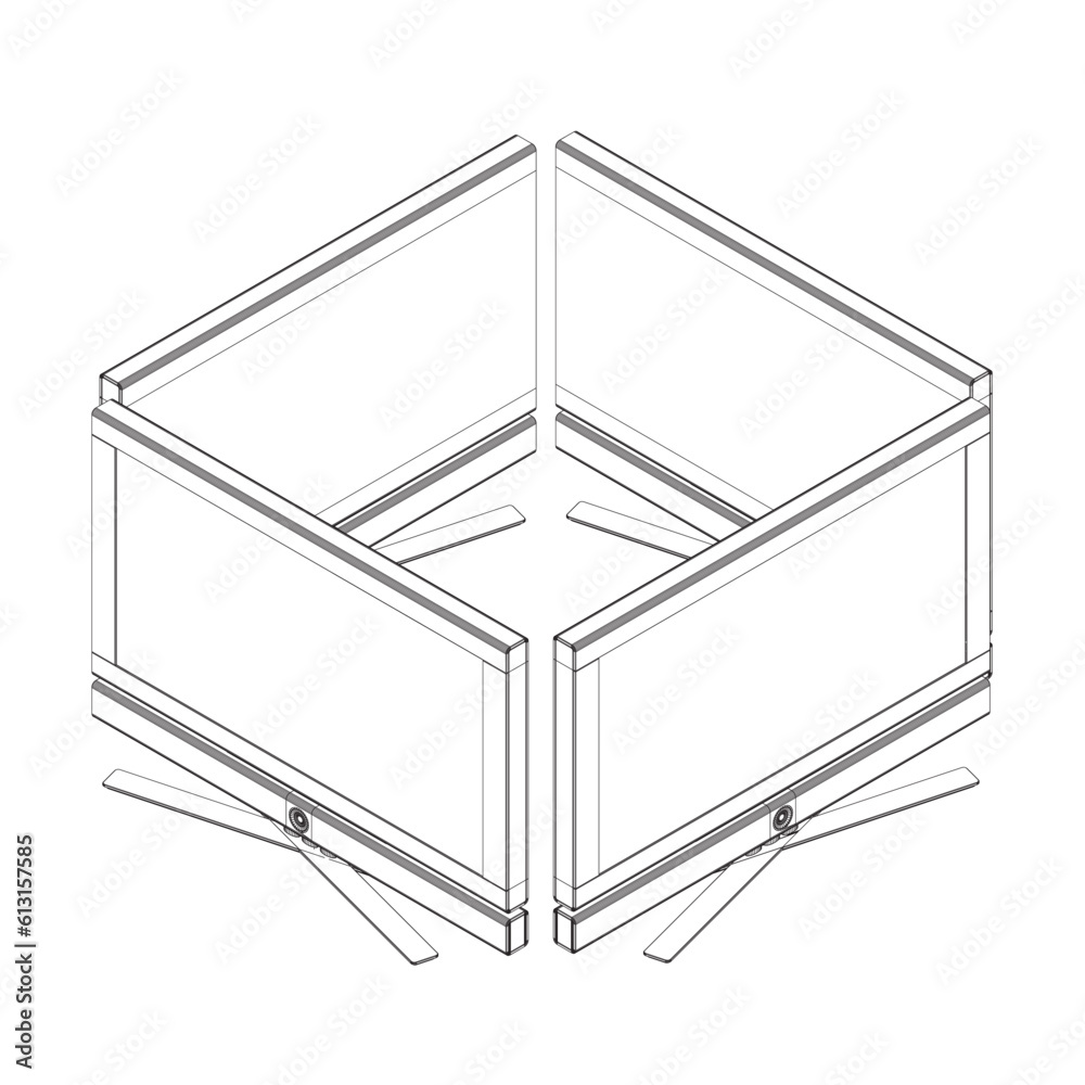 Poster vector laptop wireframe. personal computer in flat style. desktop computer wireframe. computer scree