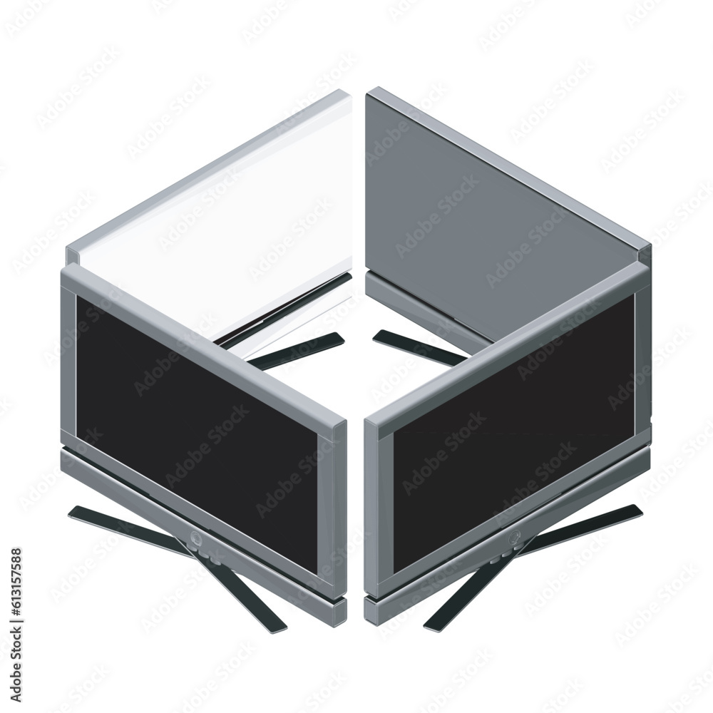 Poster vector laptop polygonal. personal computer in isometric style. desktop computer polygonal. computer 