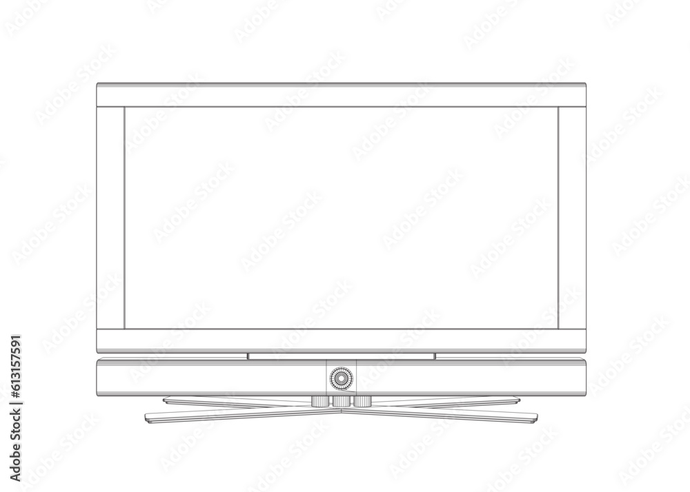 Poster vector laptop outline. personal computer in flat style. desktop computer contour. computer icon isol