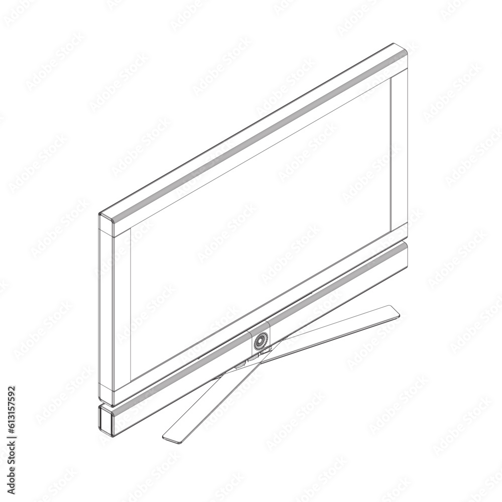 Poster vector laptop wireframe. personal computer in flat style. desktop computer wireframe. computer icon 