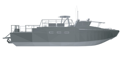 Obraz premium Warship icon gray polygonal. Military ships and naval vessels. isolated vector images. Military ship polygonal vector. Military vehicle template vector isolated on white. 3D..