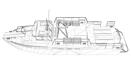 Warship icon wireframe. Military ships and naval vessels. isolated vector images. Military ship wireframe vector. Military vehicle template vector isolated on white. 3D..