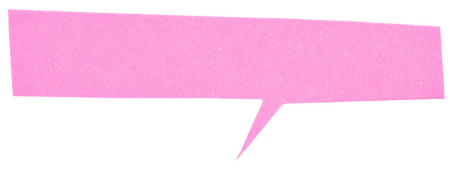 Pink blank cut out paper cardboard speech bubble of rectangular shape with copy space for text on...