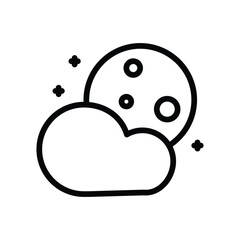 Cloud icon set isolated on white background. Weather icon include thunder, wind, sun, moon, rain, rainbow, etc symbol. Cloud icon outline design. Perfect for website or design graphic.