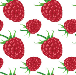 Raspberries from different angles. Seamless pattern in vector. Suitable for backgrounds and prints.