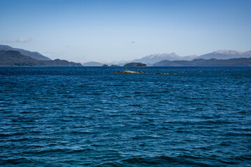 panoramic view of lake nahuel huapi in patagonia argentina
