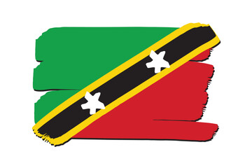Saint Kitts and Nevis Flag with colored hand drawn lines in Vector Format