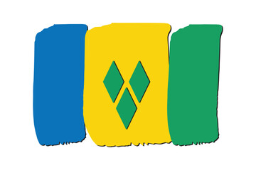 Saint Vincent and the Grenadines Flag with colored hand drawn lines in Vector Format