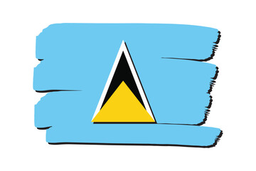 Saint Lucia Flag with colored hand drawn lines in Vector Format