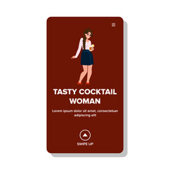 tasty cocktail woman vector. drink flat, delicious girl, vitamin concept, person smoothie, beverage female tasty cocktail woman web flat cartoon illustration