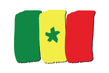 Senegal Flag with colored hand drawn lines in Vector Format