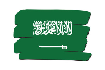 Saudi Arabia Flag with colored hand drawn lines in Vector Format