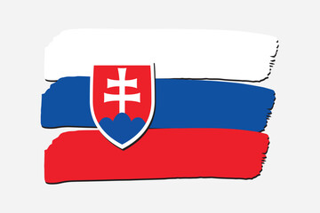 Slovakia Flag with colored hand drawn lines in Vector Format