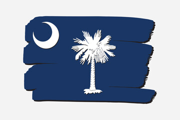 South Carolina State Flag with colored hand drawn lines in Vector Format