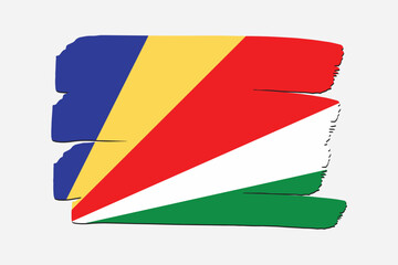 Seychelles Flag with colored hand drawn lines in Vector Format