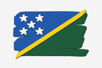 Solomon Islands Flag with colored hand drawn lines in Vector Format
