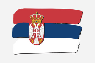 Serbia Flag with colored hand drawn lines in Vector Format