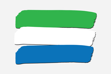 Sierra Leone Flag with colored hand drawn lines in Vector Format
