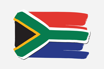 South Africa Flag with colored hand drawn lines in Vector Format