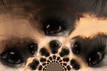 Artistic 3D illustration of a female eye - 613162581