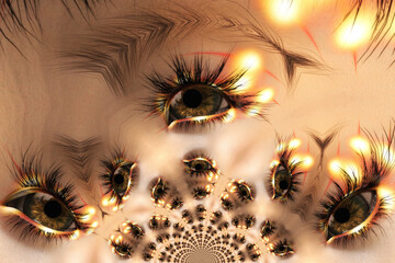 Artistic 3D illustration of a female eye - 613162593