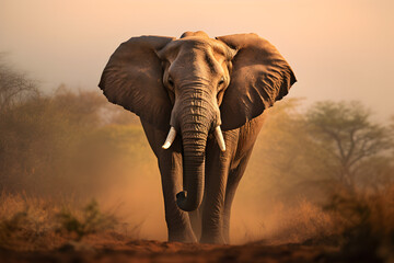 Fototapeta na wymiar Elephant in the wild, AI-Generated Image