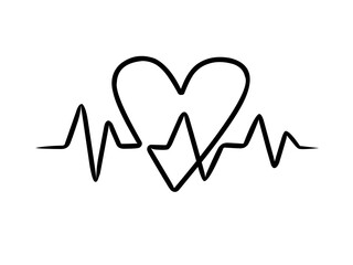 heart icon with heartbeat on white background