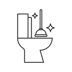 Clean toilet vector line icon, side view