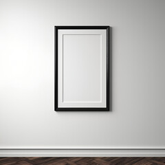 Frame, black. Maga white sheet. On the wall.